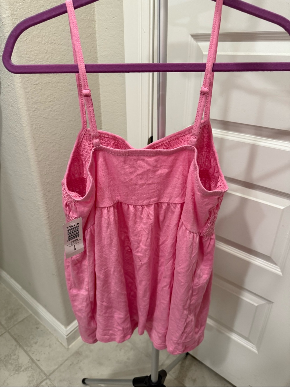 Pink Smocked Spaghetti Strap Tank Top - Picture 2 of 4
